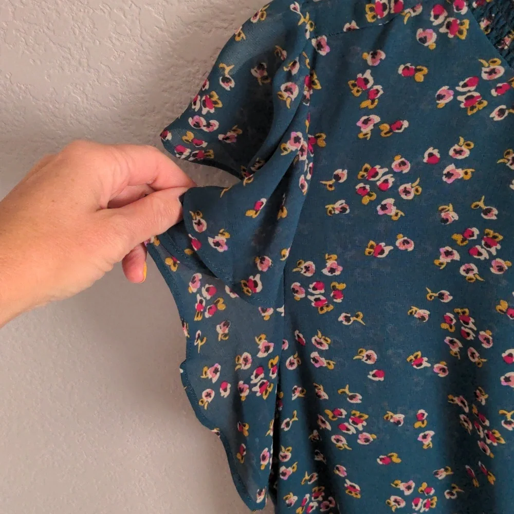 1. State Forest Green Floral Ruffle Dress - Picture 5 of 9